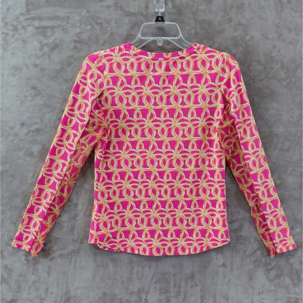 IBKUL Crewneck UBHOT Shiloh Pink Print Top Women's Small Golf Mesh Sleeves UPF50 - Picture 2 of 7